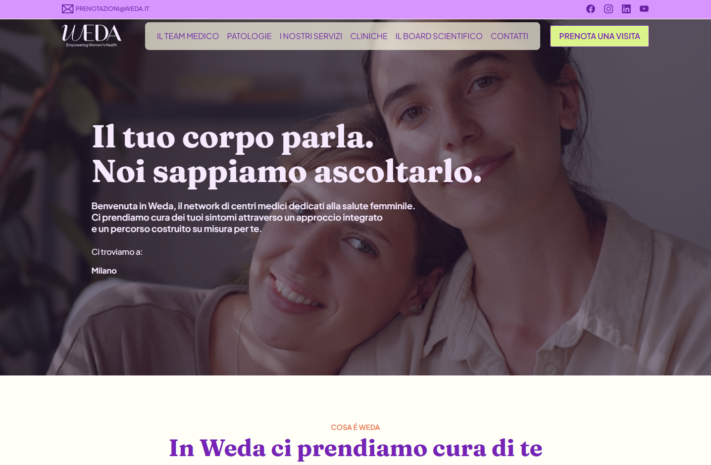 Sito web del centro ginecologico WEDA